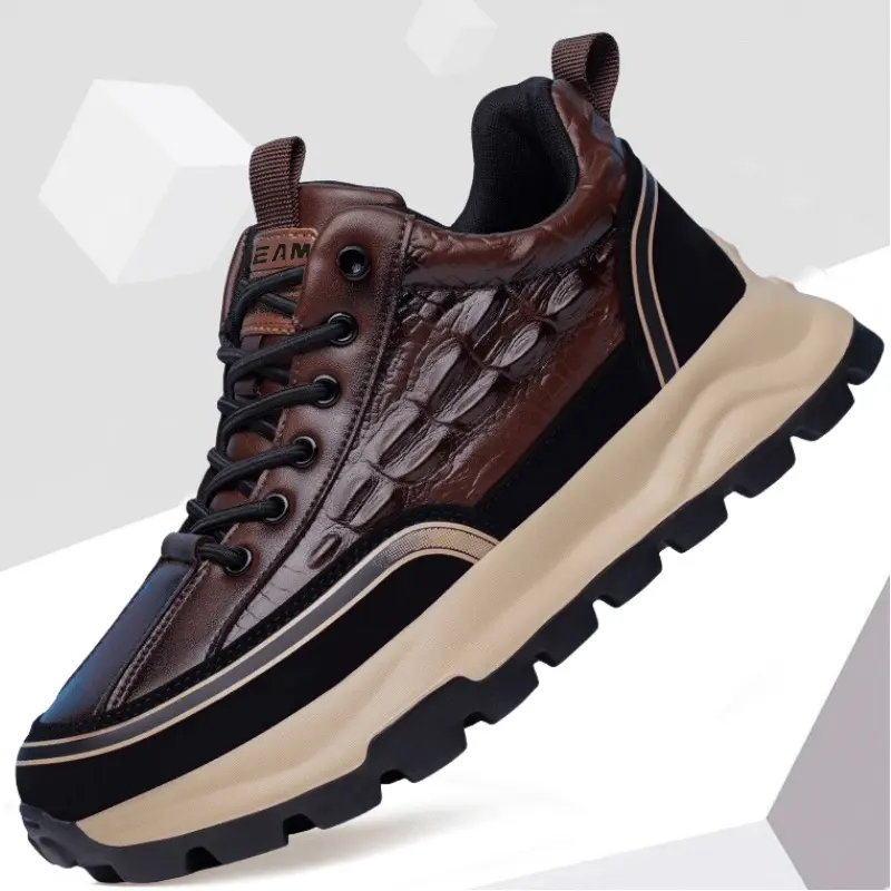 Brand Men Sneakers 2025 New  Pattern Leather Shoes Male Casual Running Shoes Luxury Fashion Platform Mens Tennis Shoes