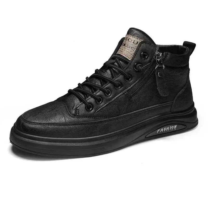 Casual Shoes Fashion Comfortable Soft Leather Mid-top Sneaker Luxury Waterproof Men's Boots Business Outdoor Work Boot Men Shoes