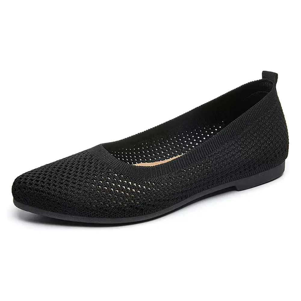 2025Women Round Toe Flat Shoes Solid Color Knitted Slip on Shoes Casual Breathable Ballet Flats Women Flat Shoes Loafers Women