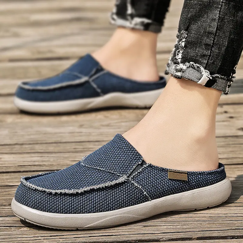 Denim Canvas Men Breathable Casual Shoes Outdoor Non-Slip Sneakers Comfortable Driving Shoes Men's Loafers Big Size