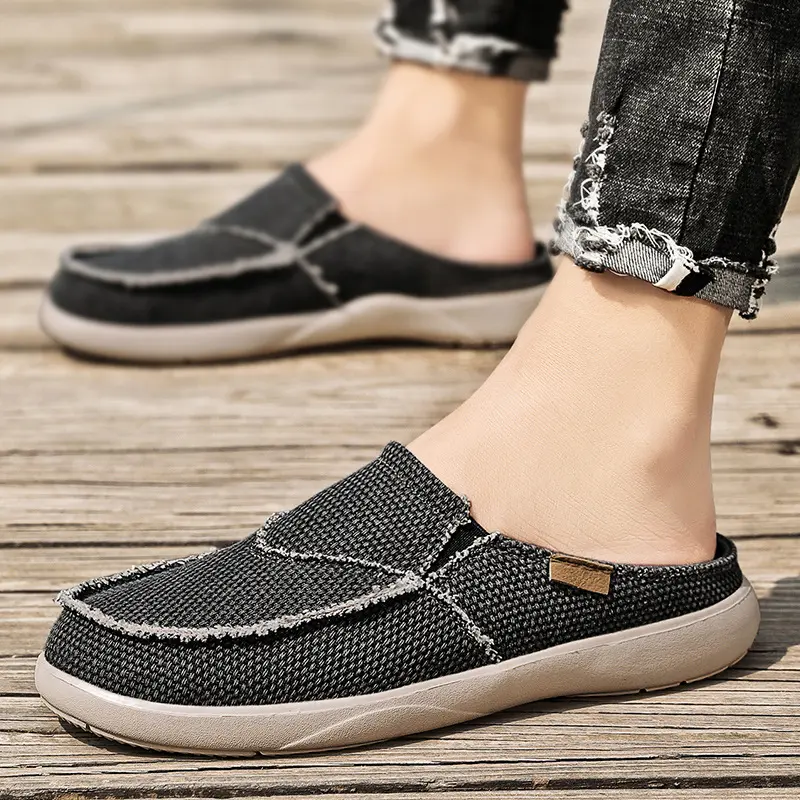 Denim Canvas Men Breathable Casual Shoes Outdoor Non-Slip Sneakers Comfortable Driving Shoes Men's Loafers Big Size