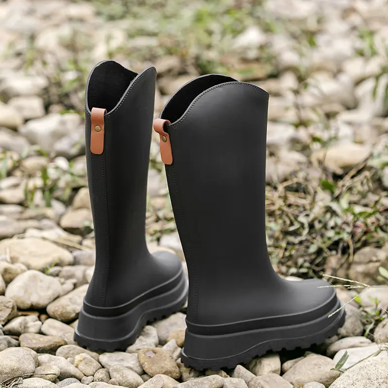 Women's Rain Shoes: Suitable for Outdoor Wear, Adult High-cylinder Water Shoes, Thick-soled, Waterproof with Cuffed Open 2025