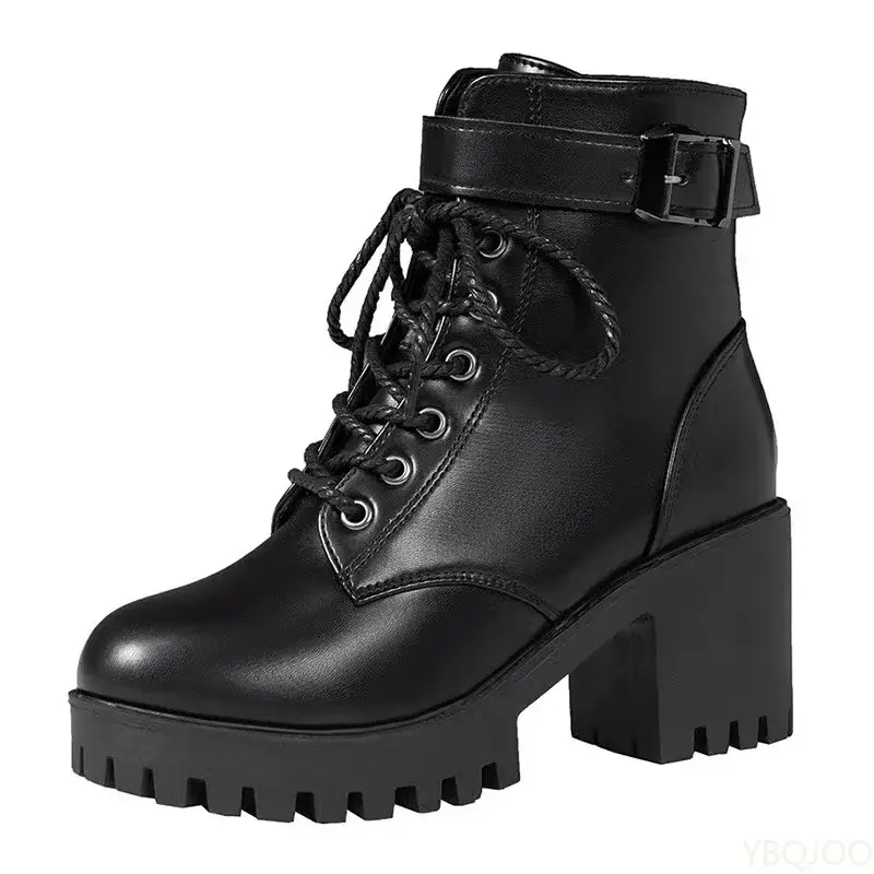 Women's Fashion Boots Side Zip High Heels Round Head Thick Heel wear resistant Boots Outdoor Daily Commute Women Shoes