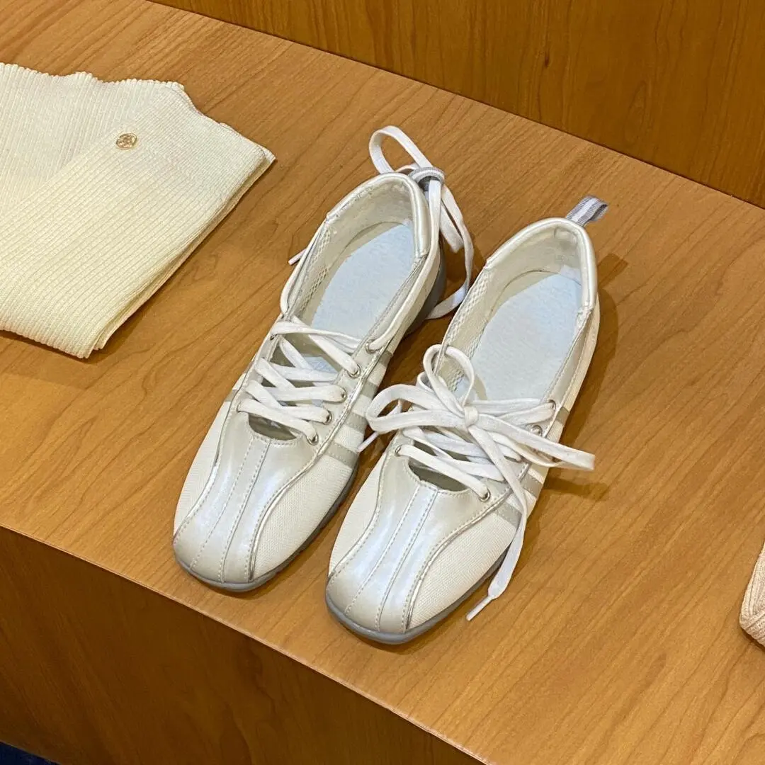 Women's Genuine Leather White Shoes  New Fashion Non Slip Strap Soft Soled Ballet Shoes Women's Flat Casual Mary Jane Shoes