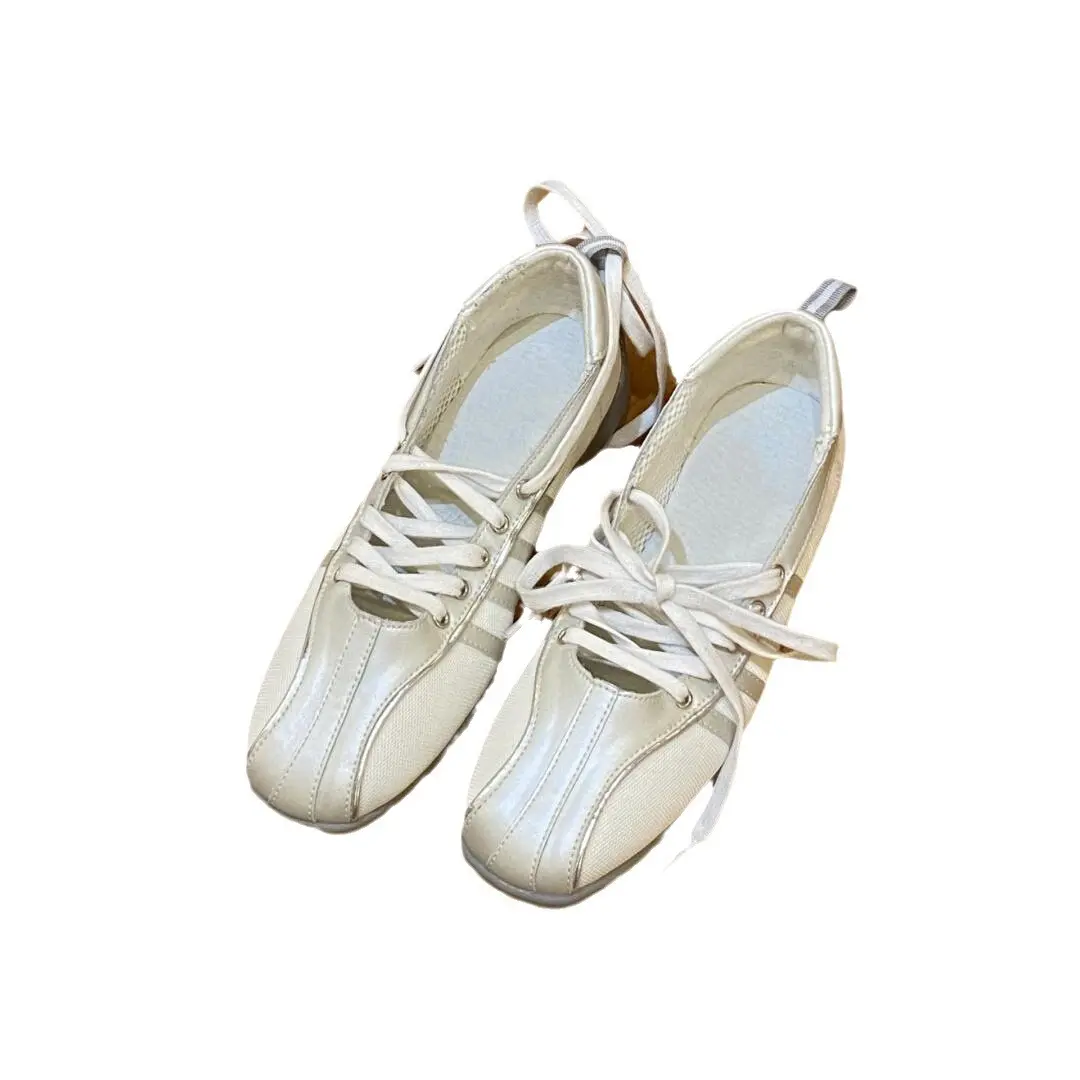 Women's Genuine Leather White Shoes  New Fashion Non Slip Strap Soft Soled Ballet Shoes Women's Flat Casual Mary Jane Shoes