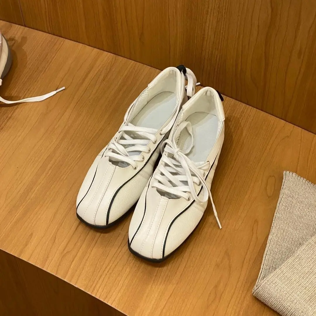 Women's Genuine Leather White Shoes  New Fashion Non Slip Strap Soft Soled Ballet Shoes Women's Flat Casual Mary Jane Shoes