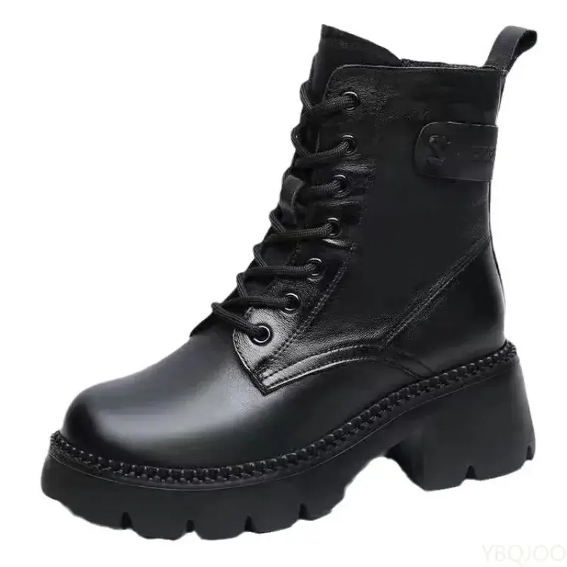 Women's lightweight soft soled autumn winter new retro short boots with thick sole increased height plush comfort boots