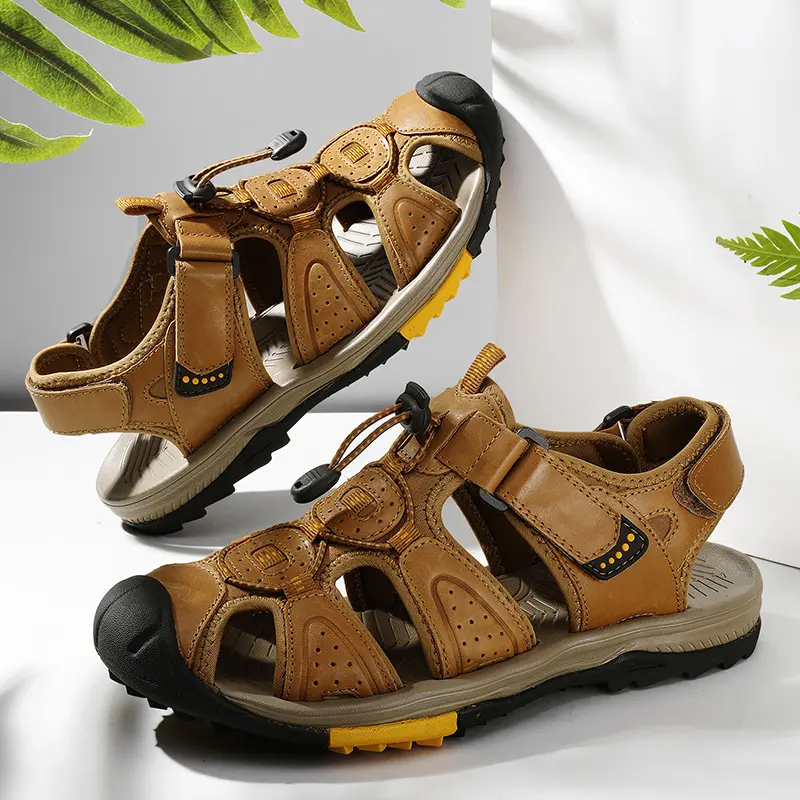 Brand Summer Men's Sandals Genuine Leather Beach Roman Sandals New Comfortable Men Outdoor Sneakers Plus Size Summer Men Shoes