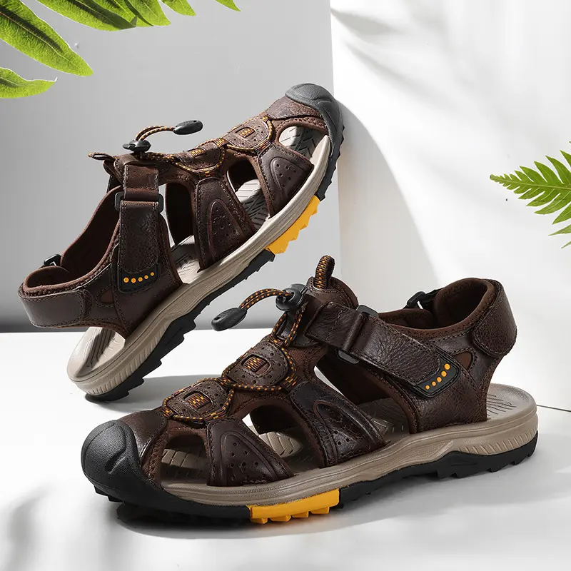 Brand Summer Men's Sandals Genuine Leather Beach Roman Sandals New Comfortable Men Outdoor Sneakers Plus Size Summer Men Shoes