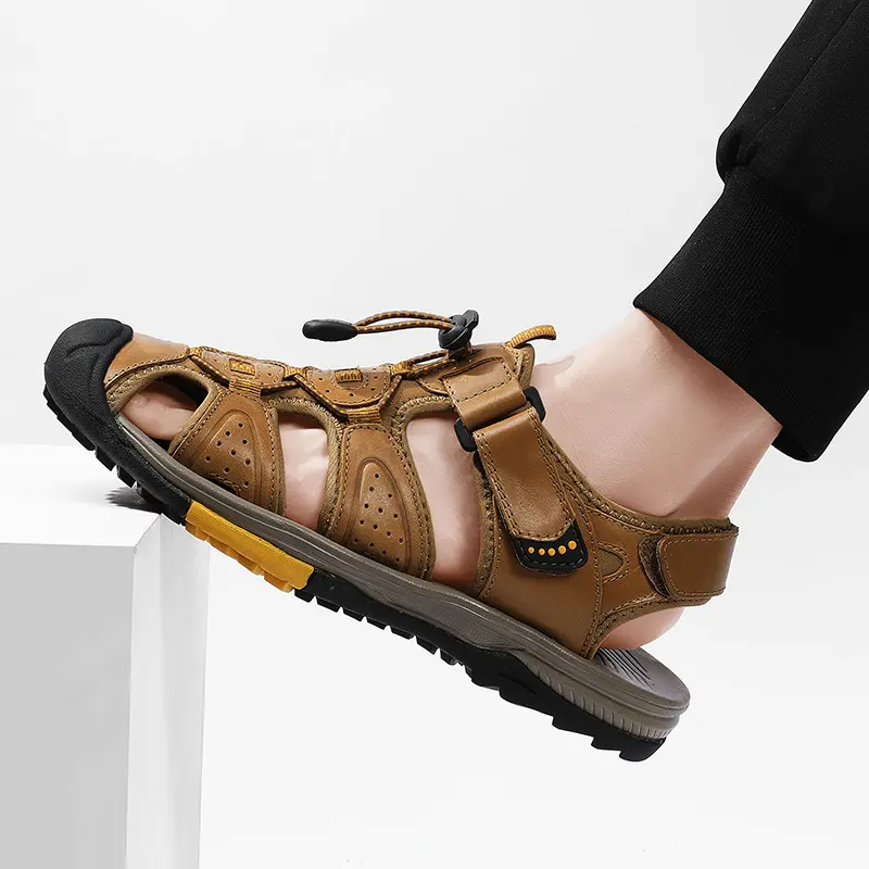 Brand Summer Men's Sandals Genuine Leather Beach Roman Sandals New Comfortable Men Outdoor Sneakers Plus Size Summer Men Shoes