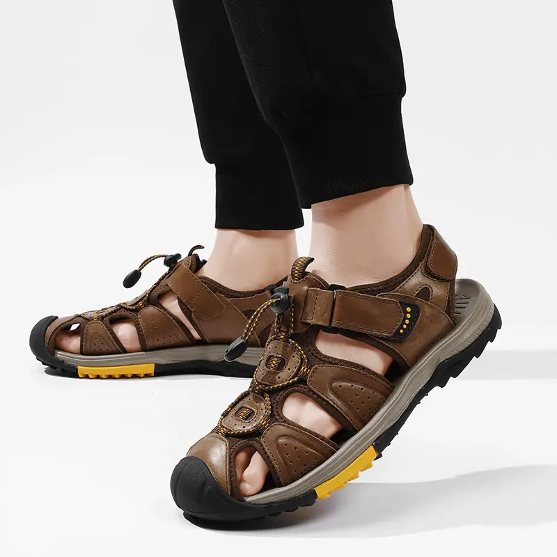 Brand Summer Men's Sandals Genuine Leather Beach Roman Sandals New Comfortable Men Outdoor Sneakers Plus Size Summer Men Shoes