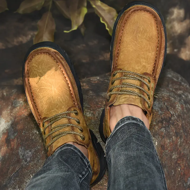 2024 New High Quality Men's Shoes 100% Genuine Leather Casual Shoes Waterproof Work Shoes Cow Leather Loafers Plus Size 38-46