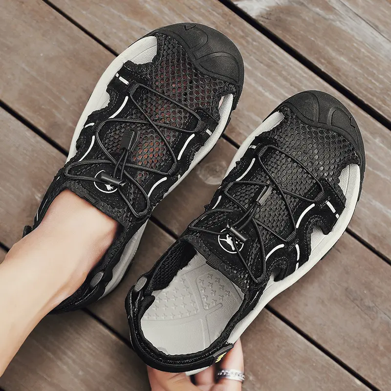 Genuine Leather Men's Sandals Summer Classic Outdoor Lightweight Walking Sneakers Hiking Men's Sandals Casual Beach Wading Shoes