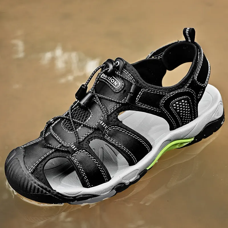 Brand Summer Genuine Leather Men Sandals Outdoor Casual Non-slip Men's Wading Shoes Lightweight Breathable Men's Beach Sandals