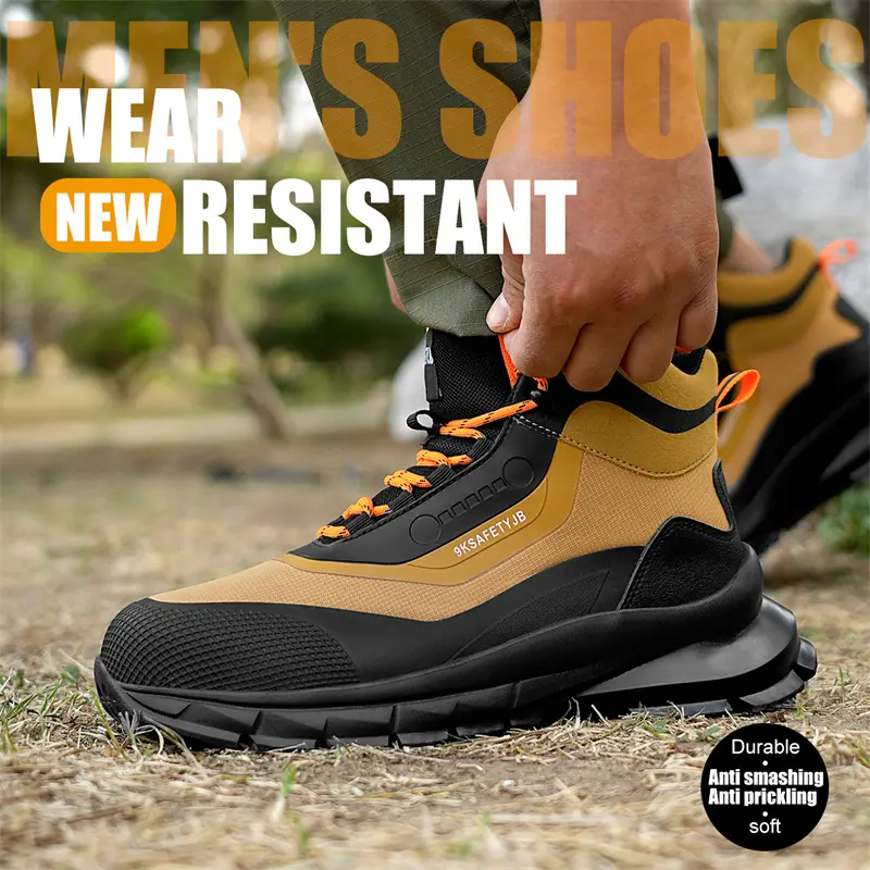 Outdoors Indestructible Shoes Work Boots Steel Toe shoes Men Safety boots Anti-smash Anti puncture Industrial Shoes Non-slip