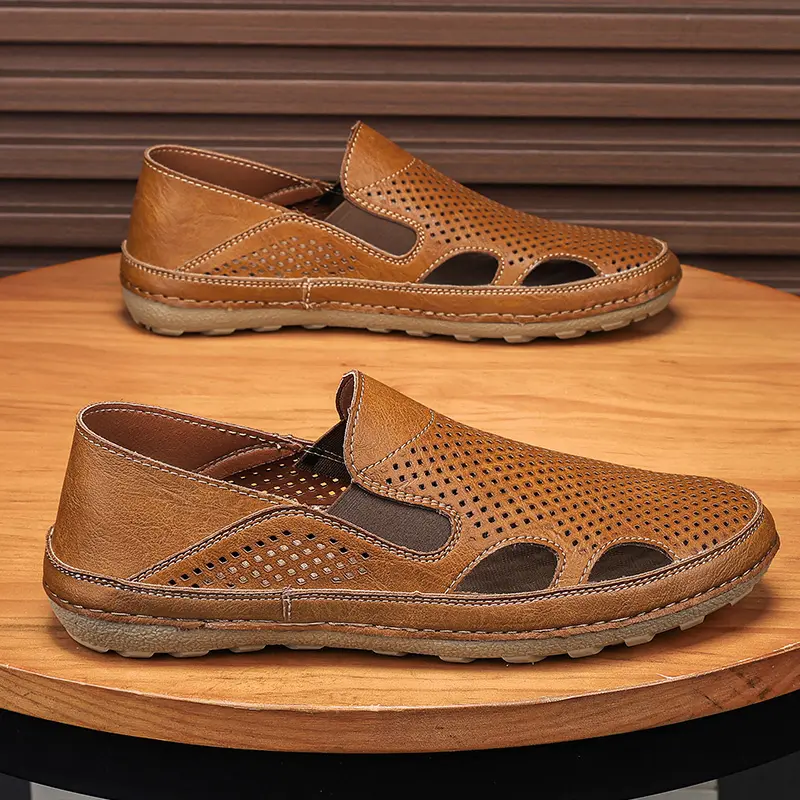Men's Sandals Summer Driving Shoes Breathable Casual Sandals Man Beach Shoes Fashion Outdoor British Style Walking Loafers Male