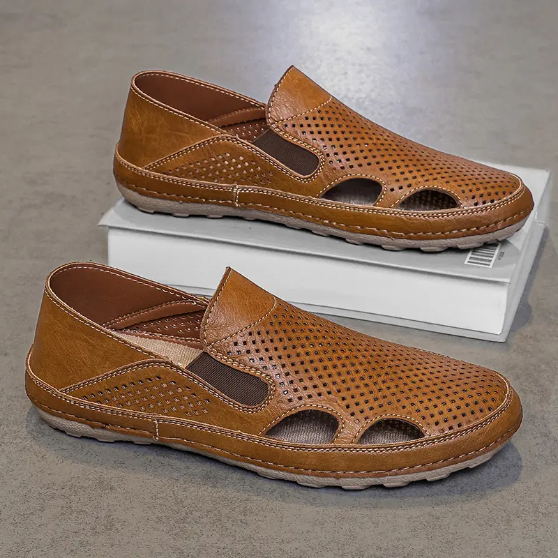 Men's Sandals Summer Driving Shoes Breathable Casual Sandals Man Beach Shoes Fashion Outdoor British Style Walking Loafers Male