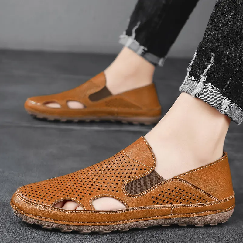Men's Sandals Summer Driving Shoes Breathable Casual Sandals Man Beach Shoes Fashion Outdoor British Style Walking Loafers Male