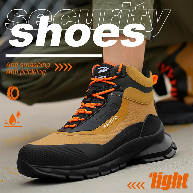 Outdoors Indestructible Shoes Work Boots Steel Toe shoes Men Safety boots Anti-smash Anti puncture Industrial Shoes Non-slip