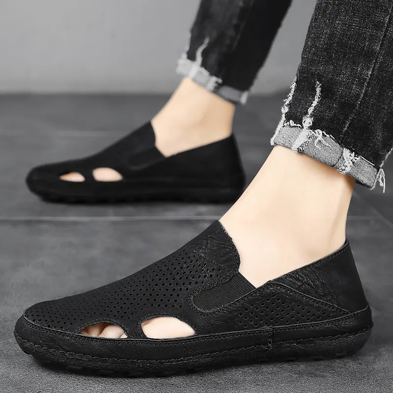 Men's Sandals Summer Driving Shoes Breathable Casual Sandals Man Beach Shoes Fashion Outdoor British Style Walking Loafers Male