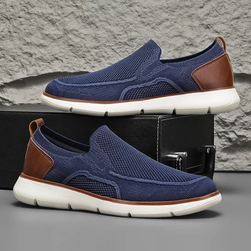 New Spring Men's Mesh Boat Shoes Breathable Fashion Casual Shoes Soft Driving Shoes Lightweigh Slip-On Loafers Large Size 39-47