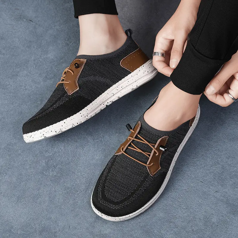 New Spring Men Flat Moccasins Handmade Soft Loafers Comfortable Men's Driving Shoes Breathable Mesh Casual Shoes Men Sneakers
