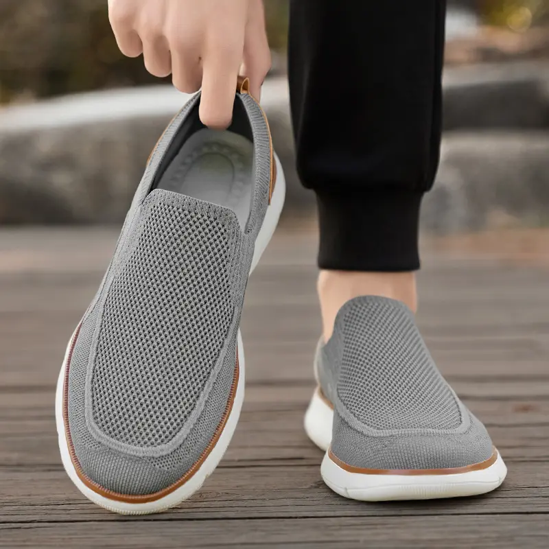 New Spring Men's Mesh Boat Shoes Breathable Fashion Casual Shoes Soft Driving Shoes Lightweigh Slip-On Loafers Large Size 39-47