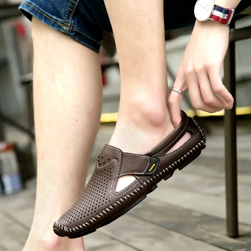 Fashion Men Shoes Casual Brand Slip-On Summer Designer Loafers Men Moccasins With Holes Breathable Men Driving Shoes Size 38-47