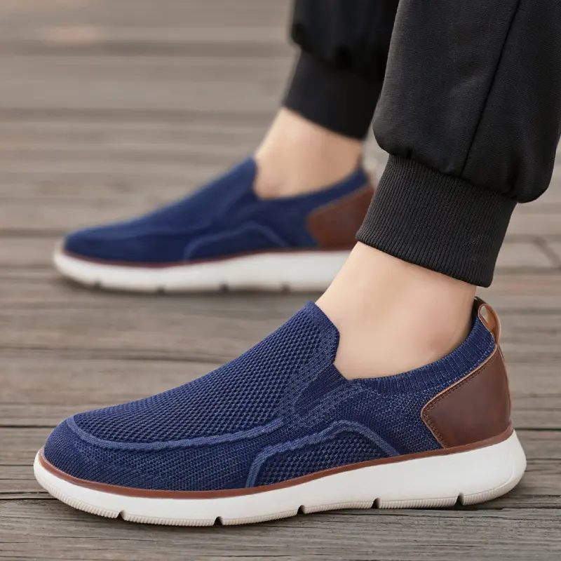 New Spring Men's Mesh Boat Shoes Breathable Fashion Casual Shoes Soft Driving Shoes Lightweigh Slip-On Loafers Large Size 39-47