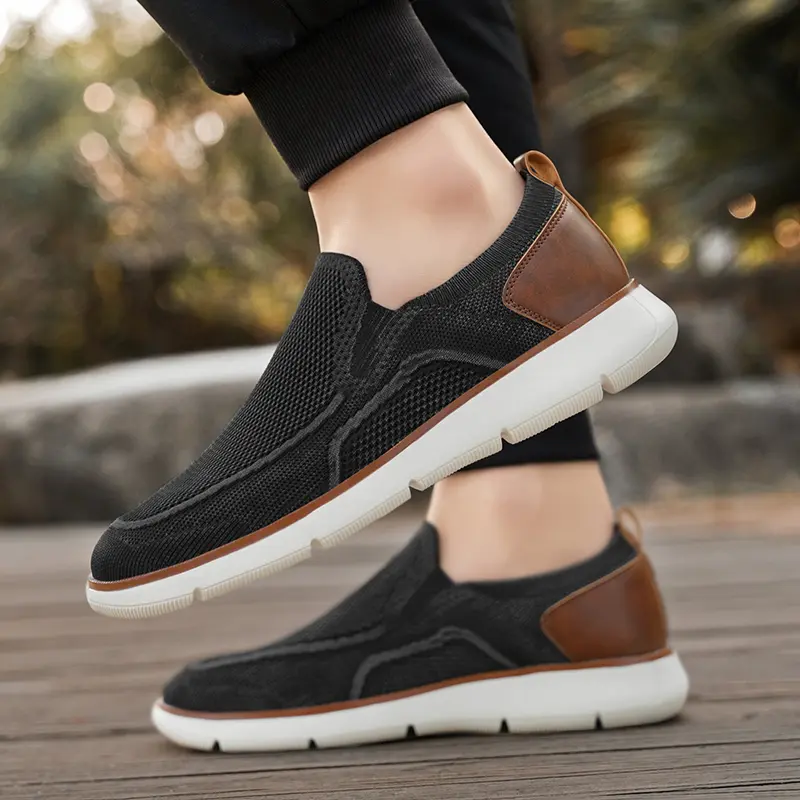 New Spring Men's Mesh Boat Shoes Breathable Fashion Casual Shoes Soft Driving Shoes Lightweigh Slip-On Loafers Large Size 39-47