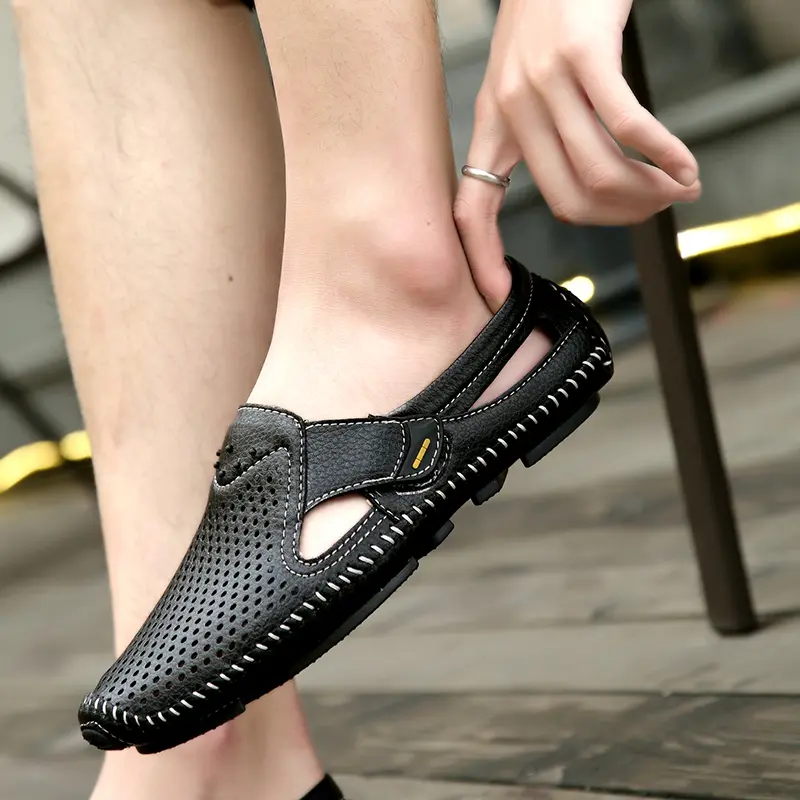 Fashion Men Shoes Casual Brand Slip-On Summer Designer Loafers Men Moccasins With Holes Breathable Men Driving Shoes Size 38-47