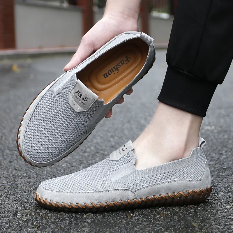 Summer Men's Casual Shoes Outdoor Breathable Mesh Men Shoes Fashion Casual Sneakers Flat Men Moccasin Shoes Soft Walking Shoes