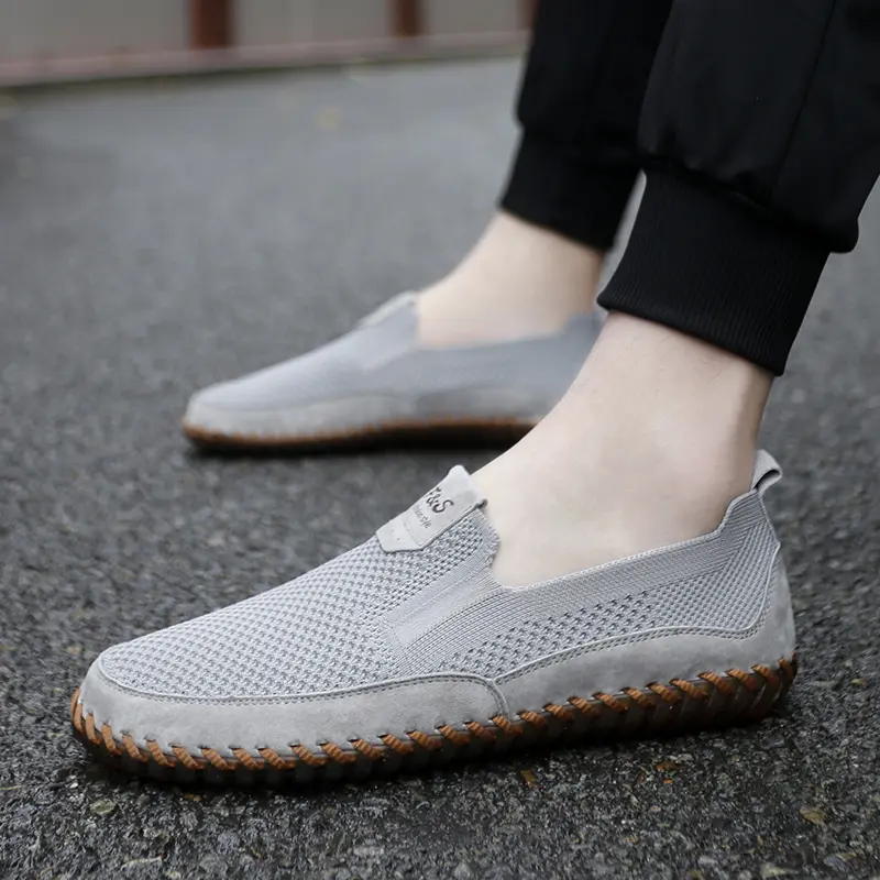 Summer Men's Casual Shoes Outdoor Breathable Mesh Men Shoes Fashion Casual Sneakers Flat Men Moccasin Shoes Soft Walking Shoes