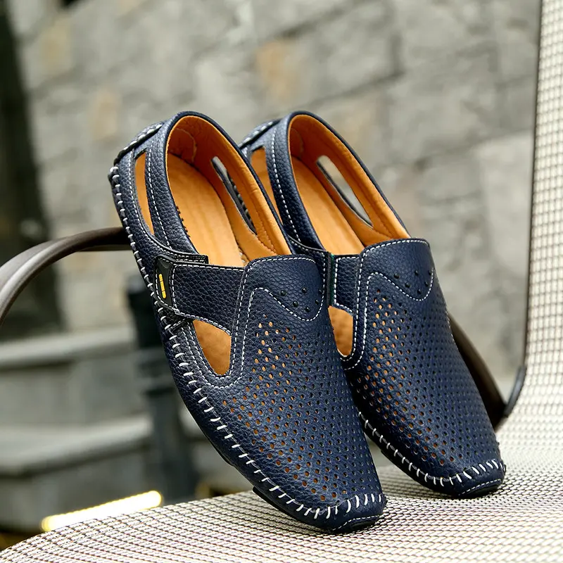 Fashion Men Shoes Casual Brand Slip-On Summer Designer Loafers Men Moccasins With Holes Breathable Men Driving Shoes Size 38-47