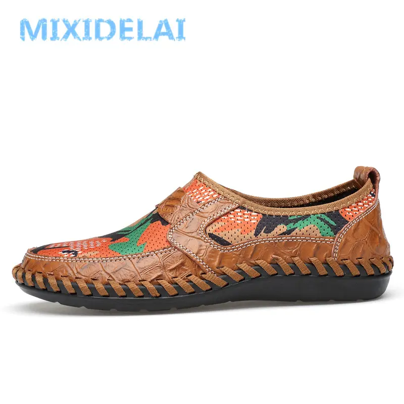 MIXIDELAI Brand Men Shoes 2024 Summer Breathable Mesh Shoes Mens Casual Shoes Leather Fashion Summer Shoes Man Soft Comfortable