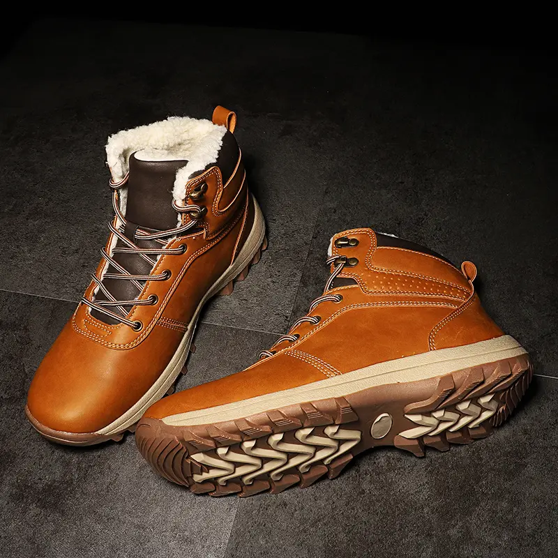 Super Warm Men Winter Boots Big Size Men Boots Fur Plush Snow Boots Waterproof Winter Shoes For Men High Top Outdoor Boots Shoes