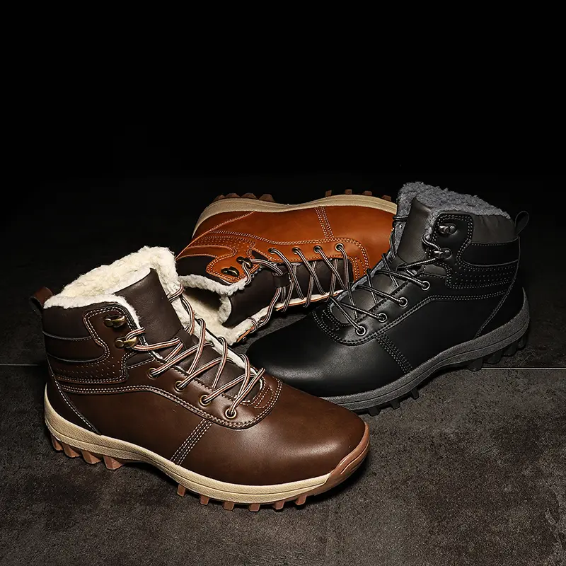 Super Warm Men Winter Boots Big Size Men Boots Fur Plush Snow Boots Waterproof Winter Shoes For Men High Top Outdoor Boots Shoes