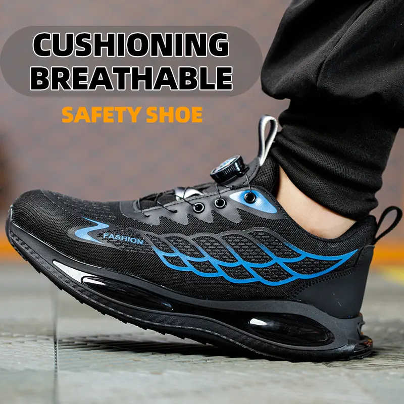 Rotary Buckle Men Safety Shoes Work Boots Safety Steel Toe Shoes Men Anti-smash Anti-puncture Work Sneakers Indestructible Shoes