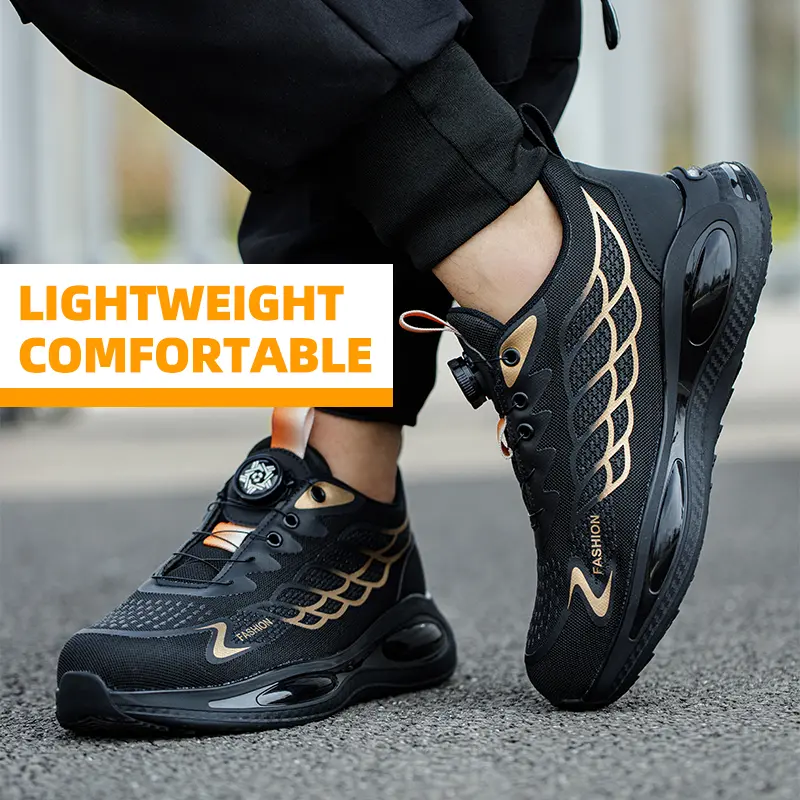 Rotary Buckle Men Safety Shoes Work Boots Safety Steel Toe Shoes Men Anti-smash Anti-puncture Work Sneakers Indestructible Shoes