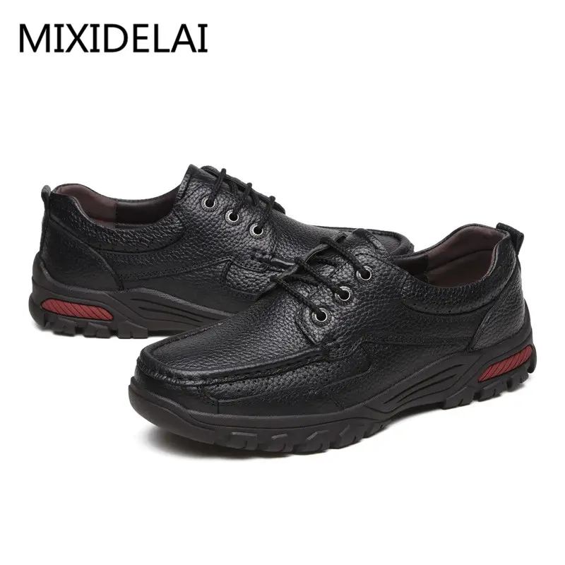 MIXIDELAI Flats New Arrival Authentic Brand Casual Men Genuine Leather Loafers Shoes Plus Size 38-48 Handmade Moccasins Shoes
