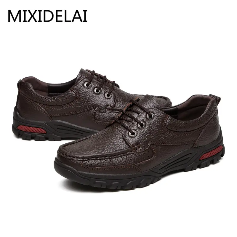 MIXIDELAI Flats New Arrival Authentic Brand Casual Men Genuine Leather Loafers Shoes Plus Size 38-48 Handmade Moccasins Shoes