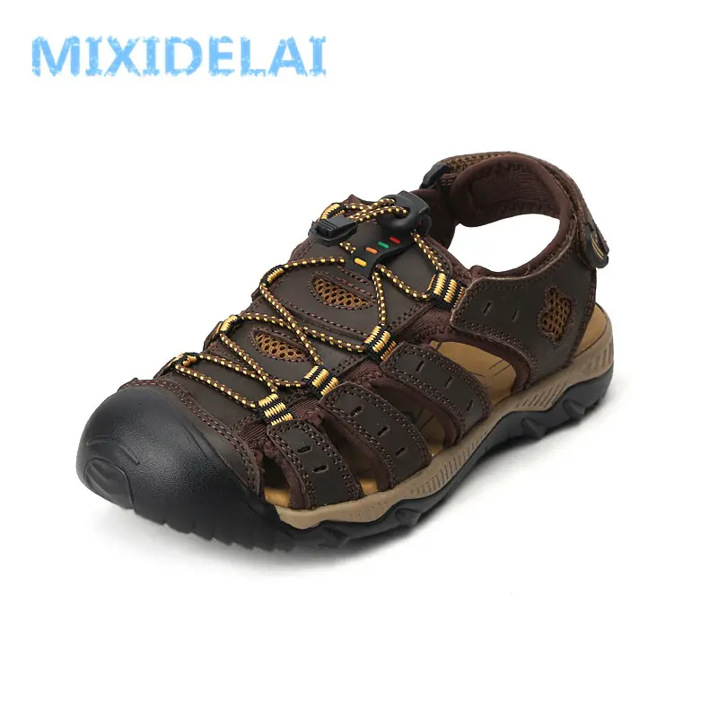 MIXIDELAI Big Size Genuine Leather Men Sandals New Summer Men Shoes Beach Sandals for Man Fashion Brand Outdoor Casual Sneakers