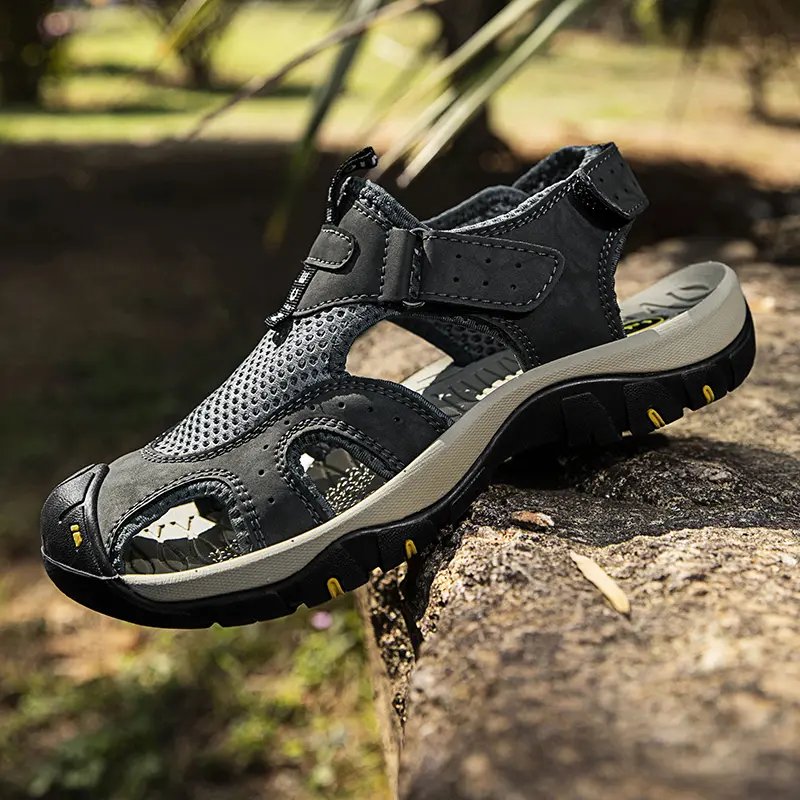 Summer Men's Sandals Breathable Mesh Upper Mens Casual Shoes Outdoor Men Leather Sandals for Men Beach Sandals Roman Mens Shoes