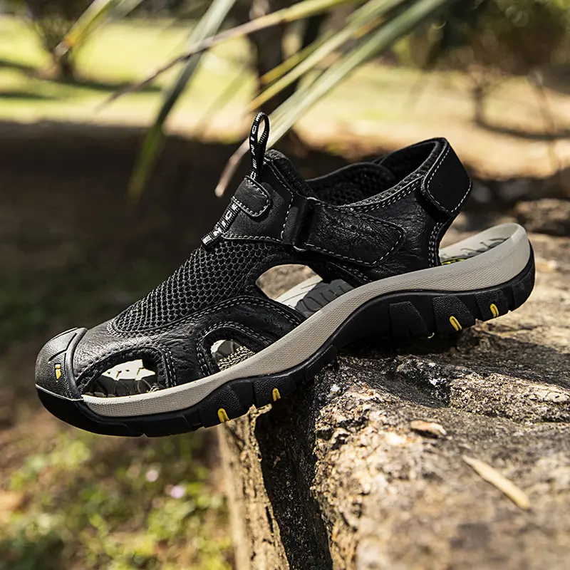 Summer Men's Sandals Breathable Mesh Upper Mens Casual Shoes Outdoor Men Leather Sandals for Men Beach Sandals Roman Mens Shoes