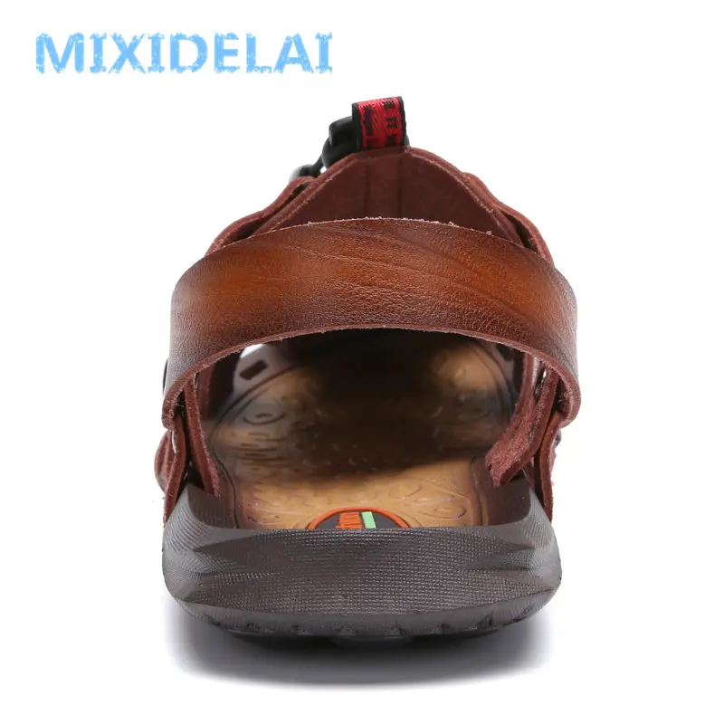 MIXIDELAI New Hot Sale Men'S Sandals Leather Men Summer Shoes Leisure Slippers Flip-Flops Men Comfortable Footwear Soft Sandal