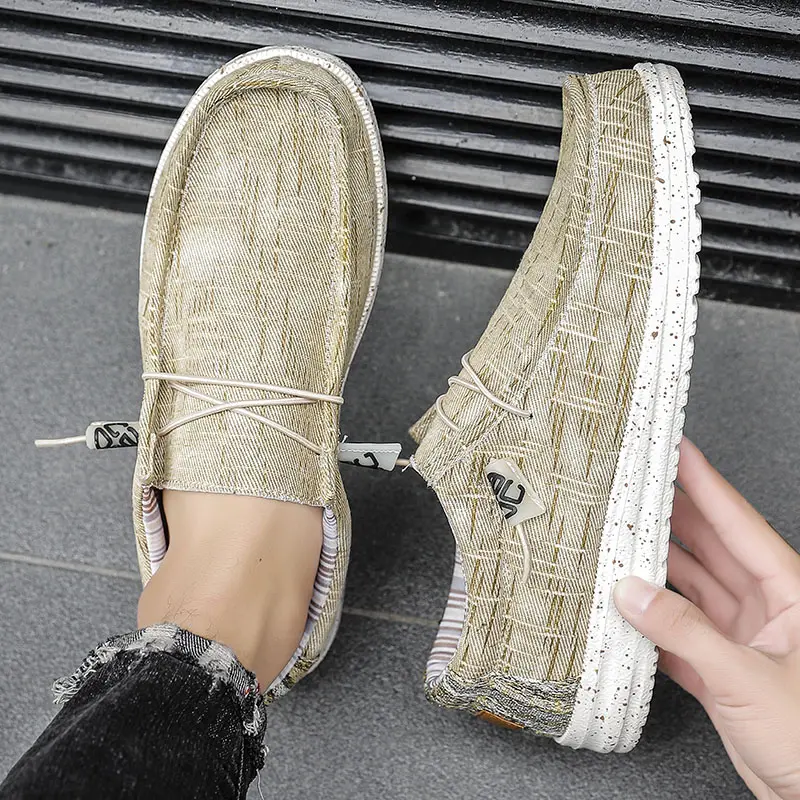 2024 New Spring Summer Men's Vulcanized Shoes Comfortable Breathable Canvas Shoes Men's Flat Shoes Soft Men's Shoes Big Size 48