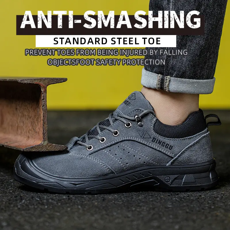 Men's safety leather boots Steel toe shoes Puncture-Proof Work Boots Safety Shoes Men wear resistant Indestructible shoes 2025