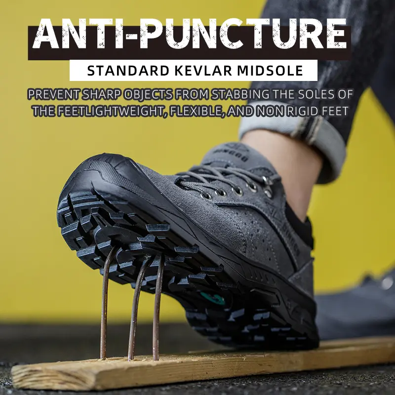 Men's safety leather boots Steel toe shoes Puncture-Proof Work Boots Safety Shoes Men wear resistant Indestructible shoes 2025