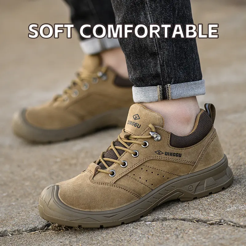 Men's safety leather boots Steel toe shoes Puncture-Proof Work Boots Safety Shoes Men wear resistant Indestructible shoes 2025