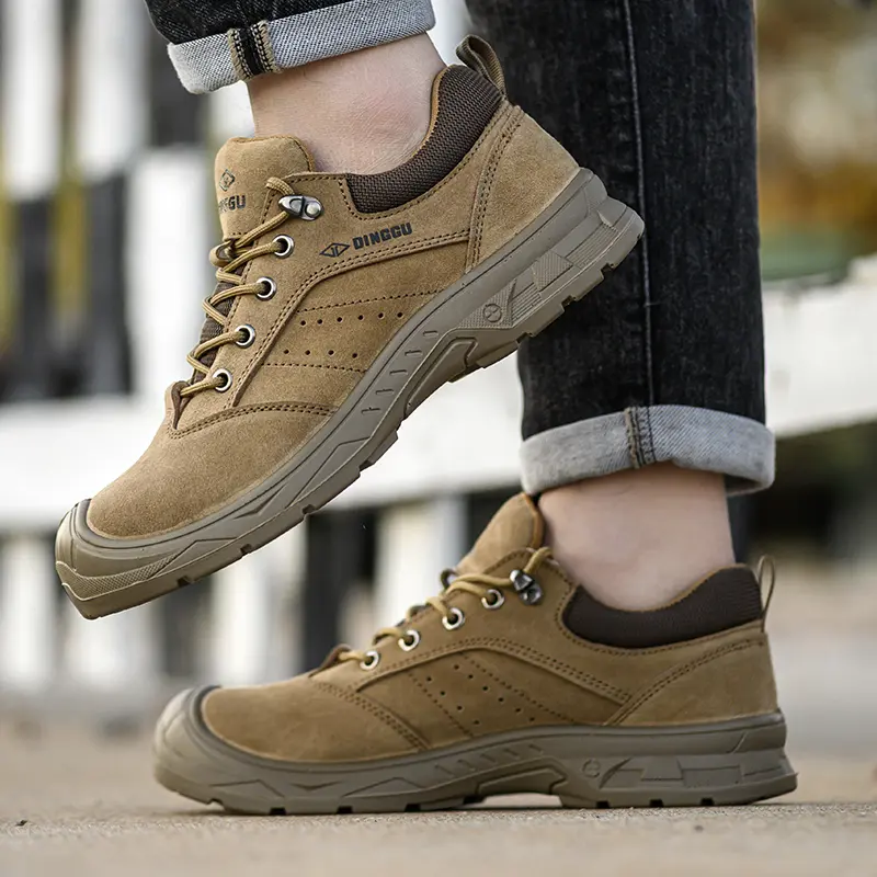 Men's safety leather boots Steel toe shoes Puncture-Proof Work Boots Safety Shoes Men wear resistant Indestructible shoes 2025